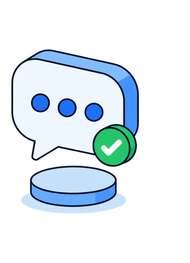 Chat bubble with a confirmation check