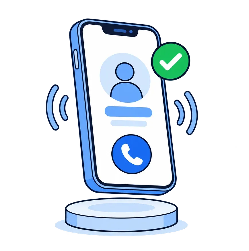 Phone with an incoming call and a confirmation check