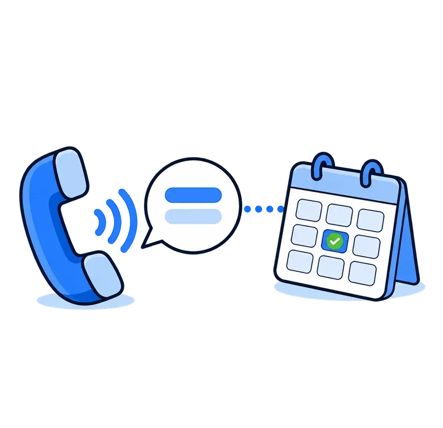 A phone call turns into a conversation and ends as a booked slot in the calendar