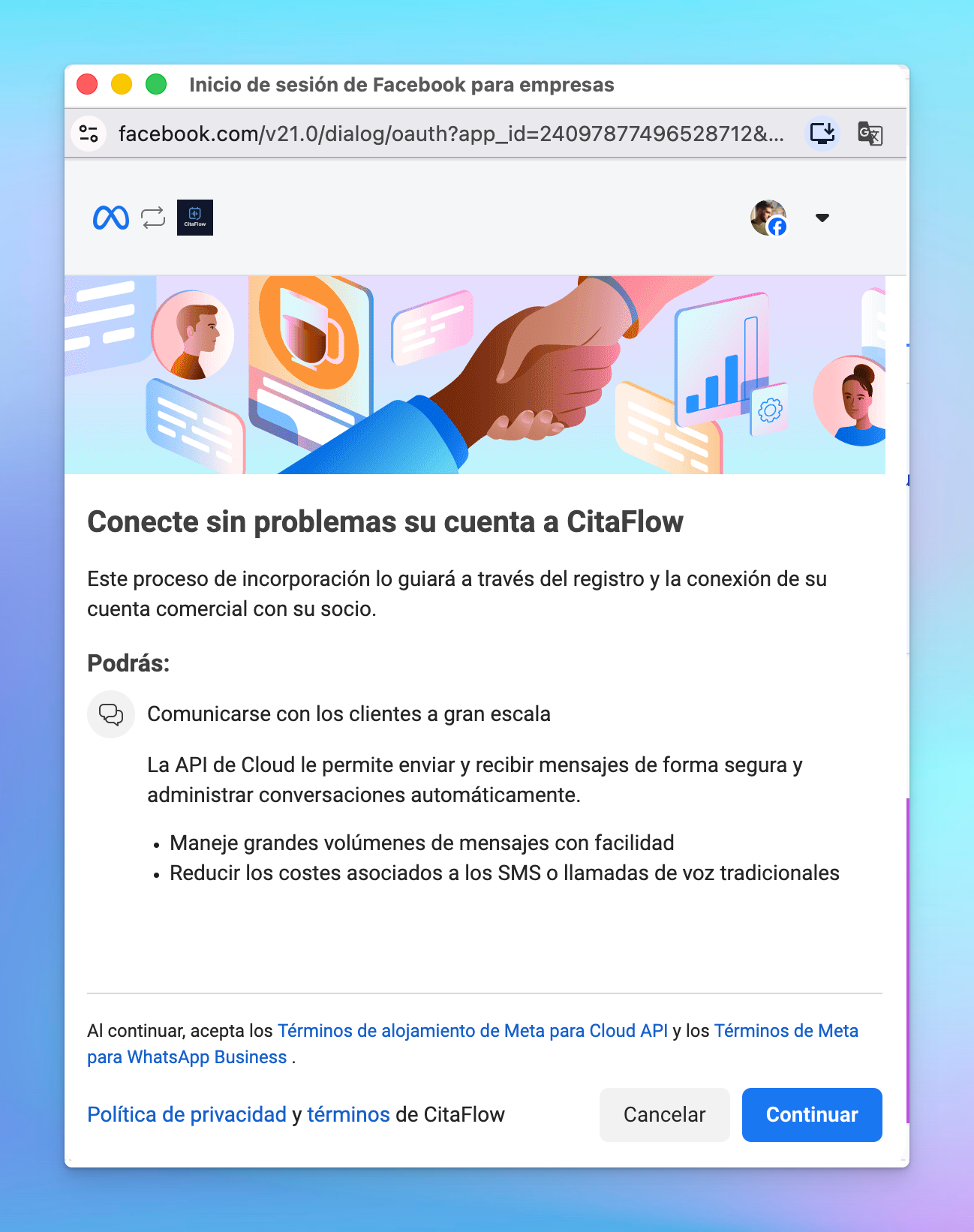 Facebook for Business welcome screen