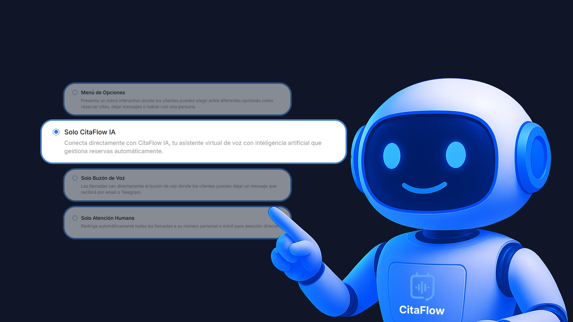 Menú de opciones IVR de CitaFlow